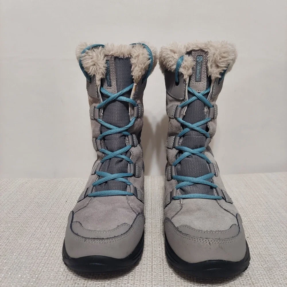 Columbia Boots Womens 6 Ice Maiden II Faux Fur Snow Winter Mid‎ Calf Gray Suede